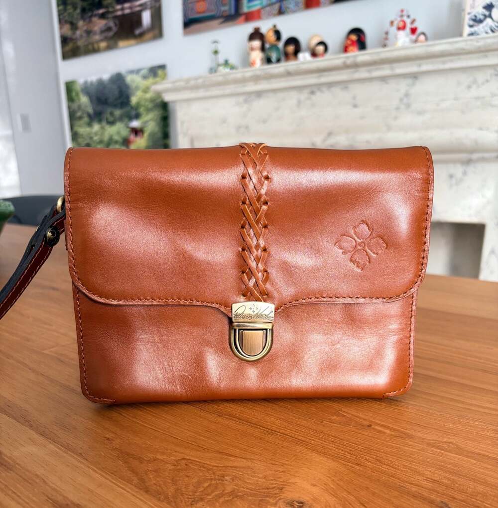 Patricia Nash Bianco Crossbody Organizer in Heritage Tan Leather
